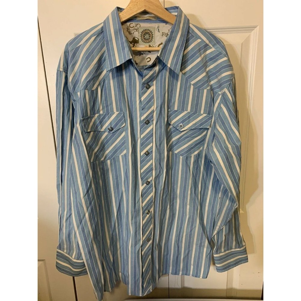Vtg Maxini Men’s Sz 2XL Long Sleeve Button Up Diamond‎ Studded Pearl Snap…